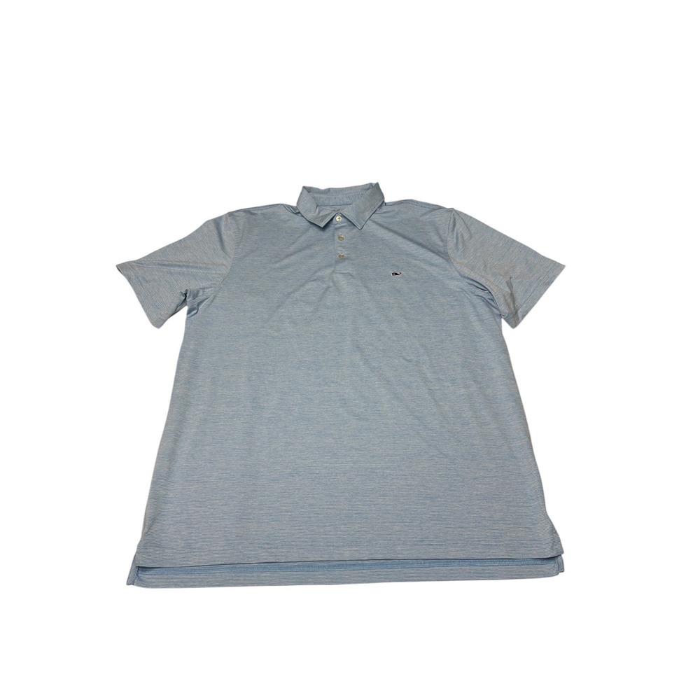 Vineyard Vines Mens XL On-The-Go Sankaty Polo Shirt Blue Striped‎ Performance